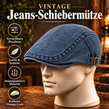 Lade das Bild in den Galerie-Viewer, Vintage Jeans-Schiebermütze aus Bio-Baumwolle – Handgefertigt