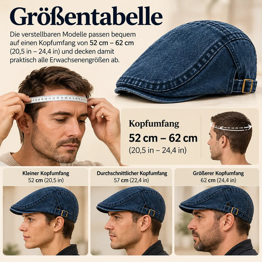 Vintage Jeans-Schiebermütze aus Bio-Baumwolle – Handgefertigt