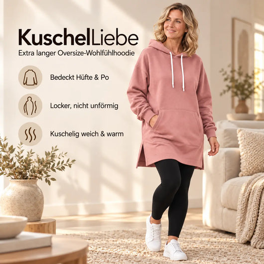 KuschelLiebe – der extra lange Wohlfühlhoodie | deckenweich, warm & figurschmeichelnd