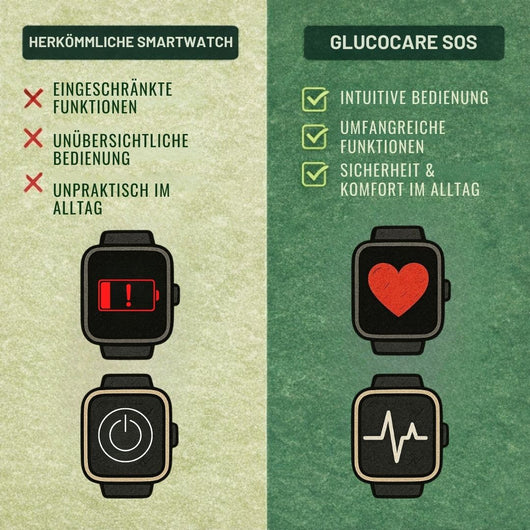 GlucoCare Blutzucker-Gesundheitsuhr – Für Ernährung, Stoffwechsel & Blutzucker-Trends im Alltag