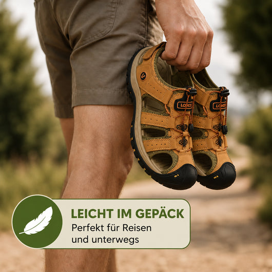 GrundFest Herren-Sandale aus Leder | Geschlossene Zehenkappe · Robuste Sohle · Rutschfest