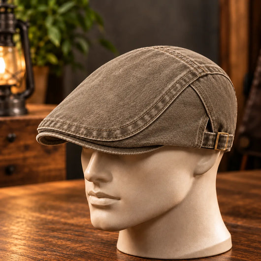 Vintage Jeans-Schiebermütze aus Bio-Baumwolle – Handgefertigt