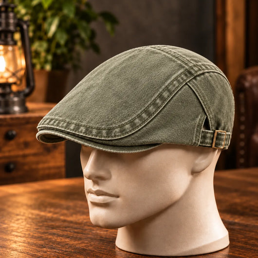 Vintage Jeans-Schiebermütze aus Bio-Baumwolle – Handgefertigt